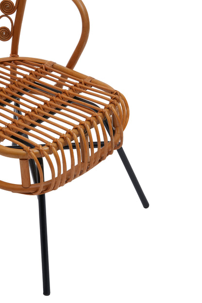 Tropic Natural Rattan Boho Scalloped Back Armchair