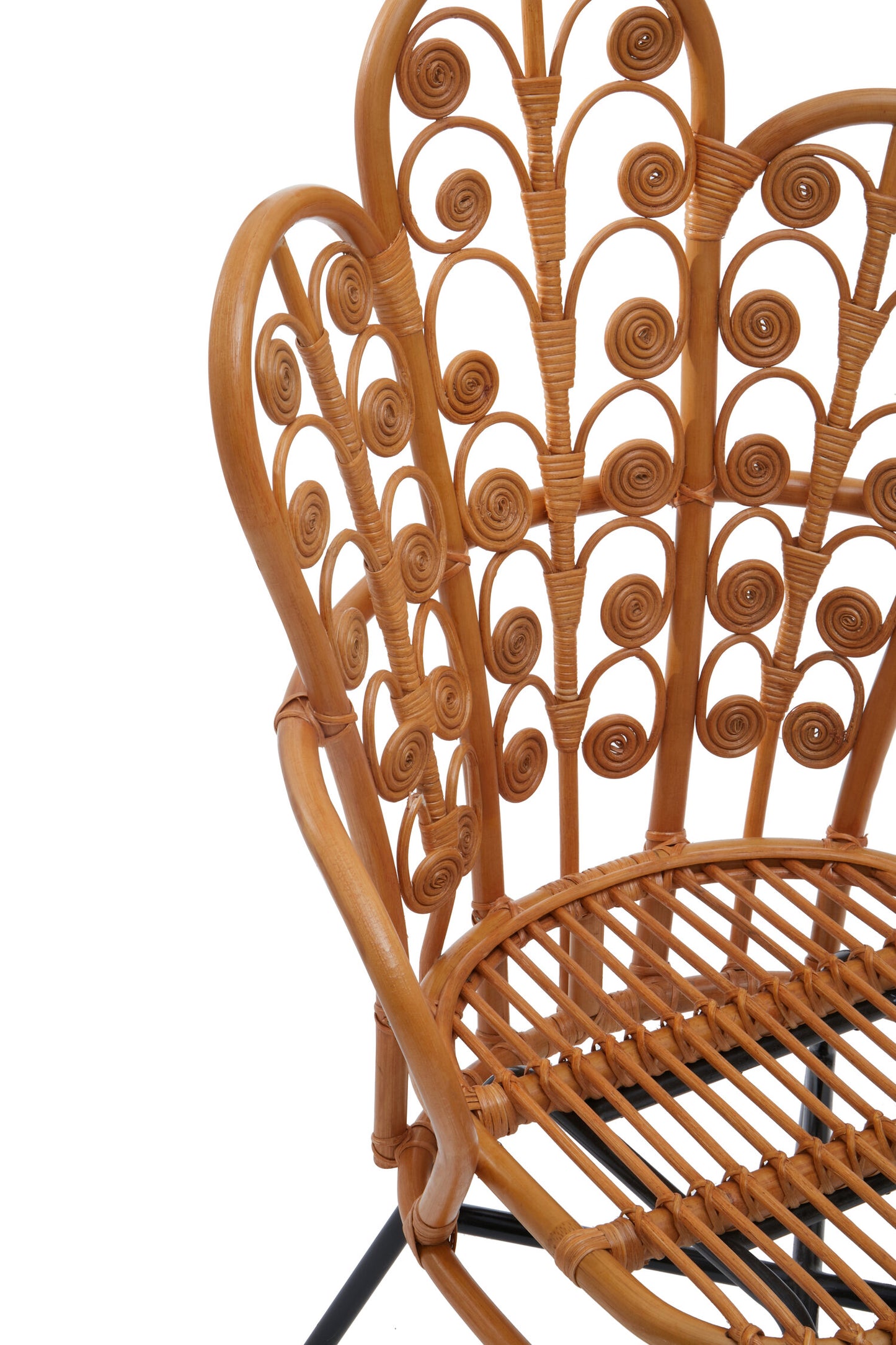 Tropic Natural Rattan Boho Scalloped Back Armchair