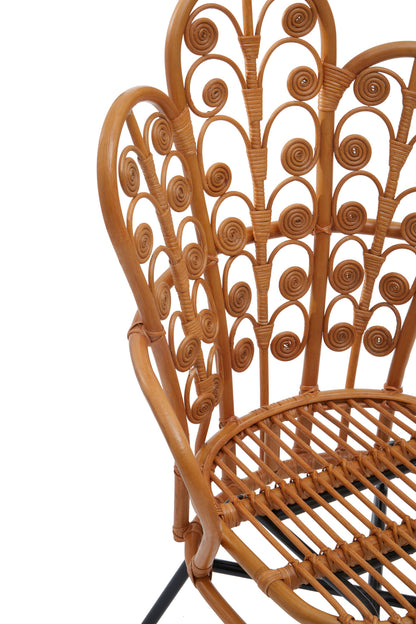 Tropic Natural Rattan Boho Scalloped Back Armchair