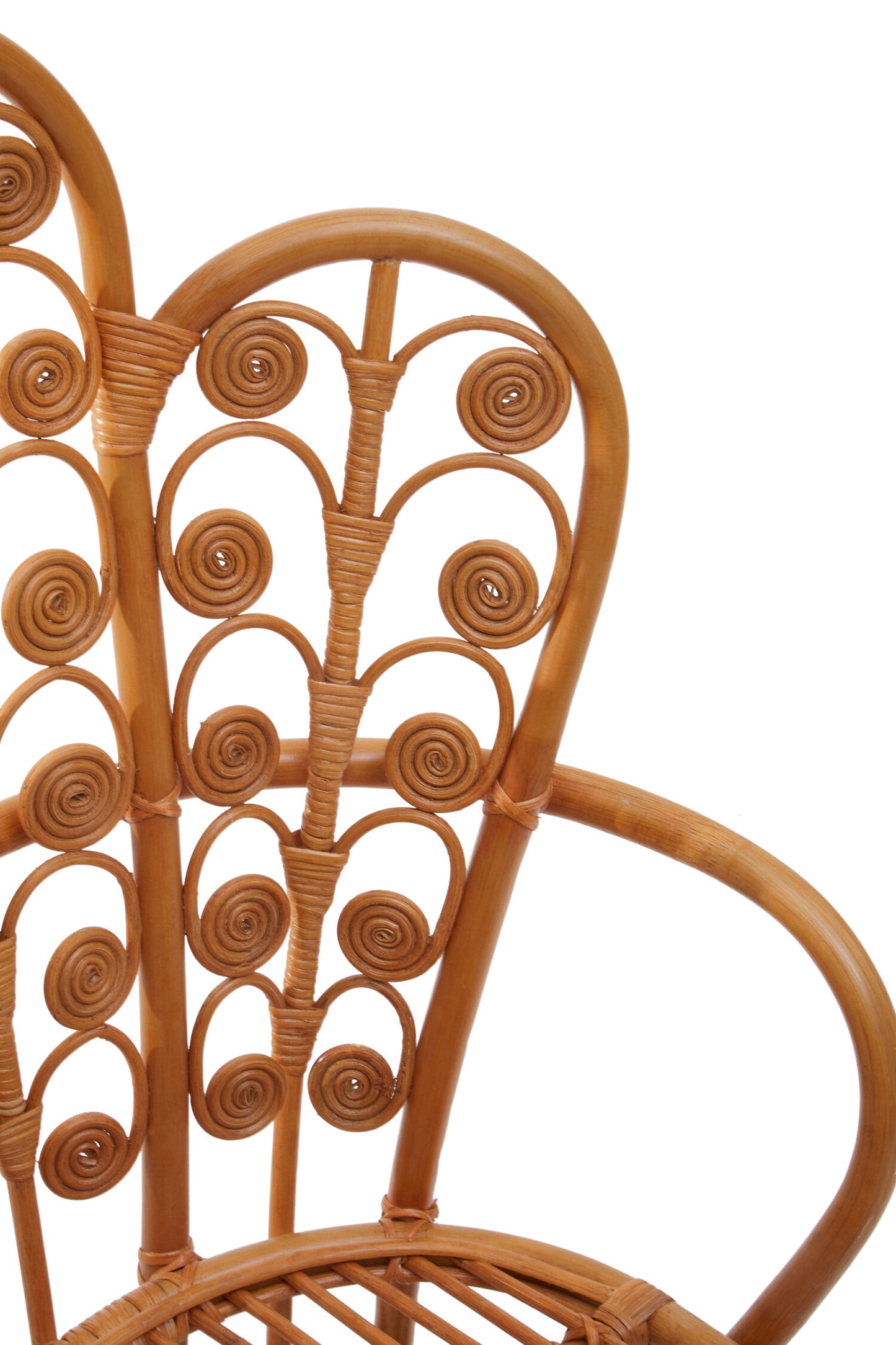 Tropic Natural Rattan Boho Scalloped Back Armchair