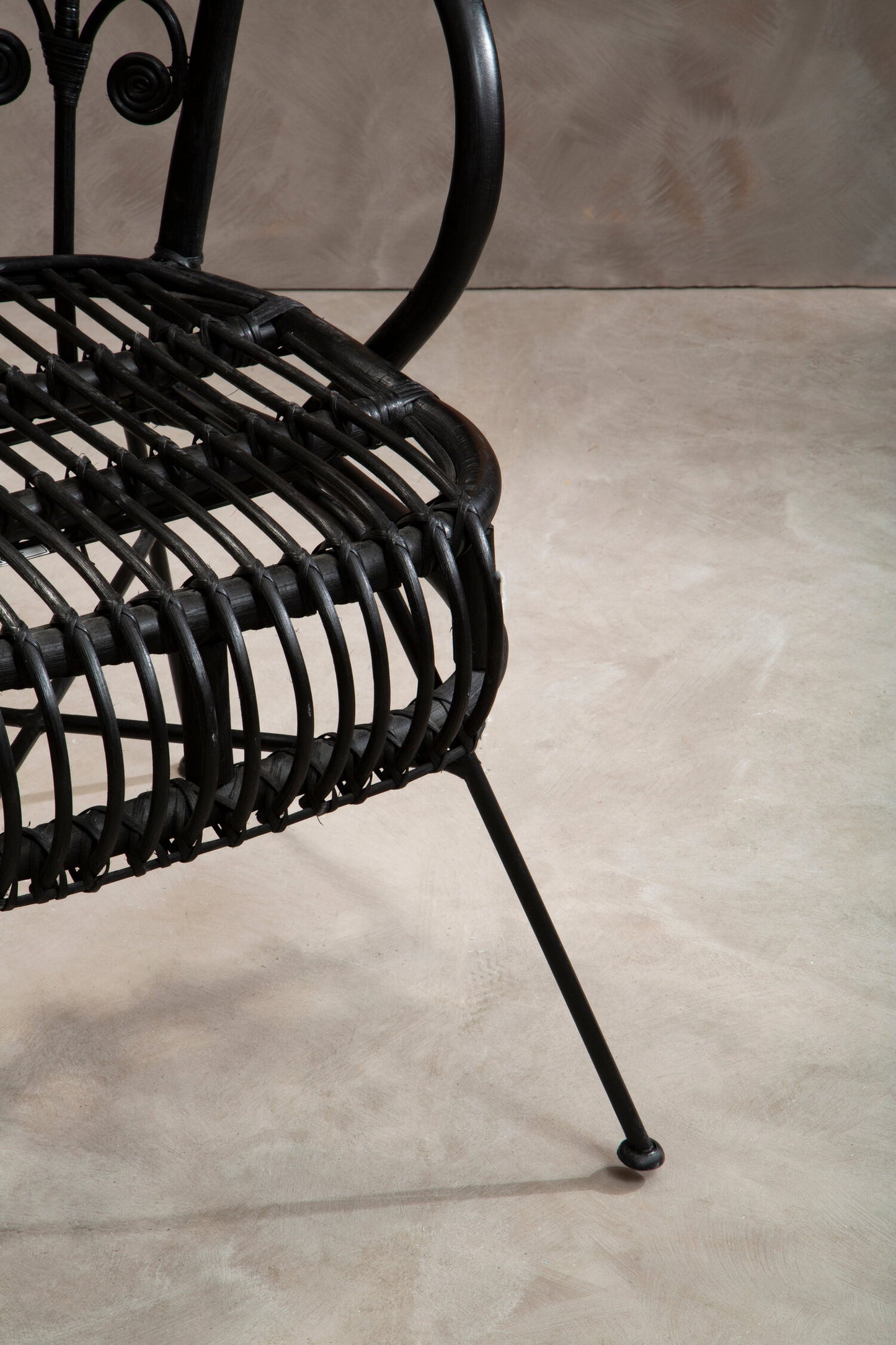Tropic Black Natural Rattan Boho Scalloped Back Chair
