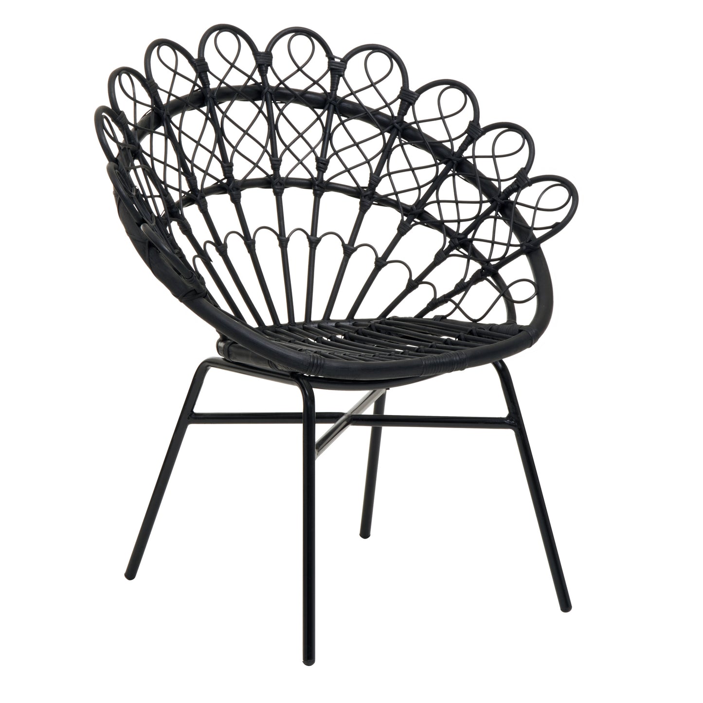 Tropic Black Rattan Peacock Armchair | Bali & Blue