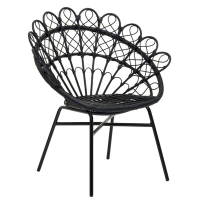 Tropic Black Rattan Peacock Armchair | Bali & Blue