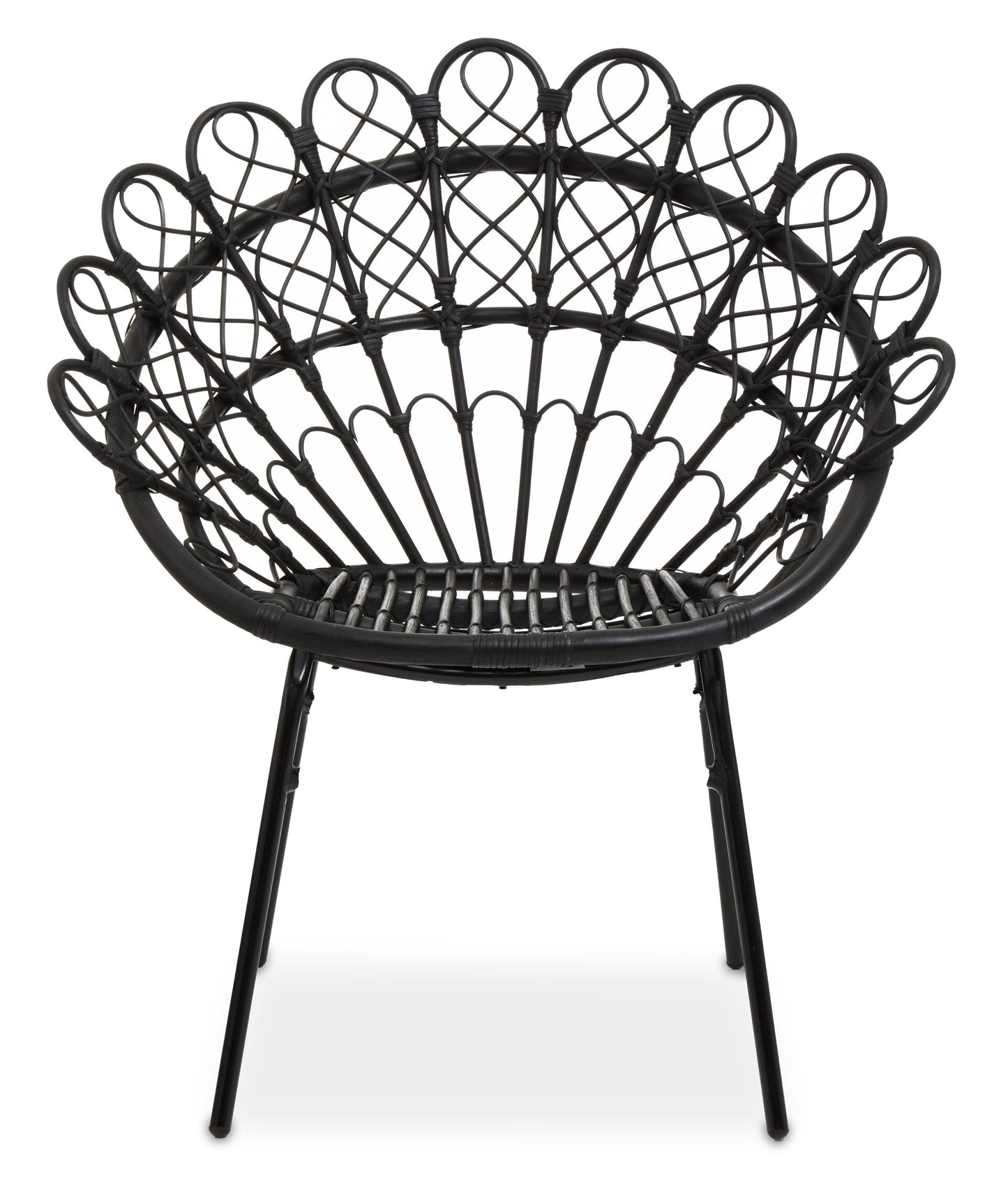 Tropic Black Rattan Peacock Armchair | Bali & Blue