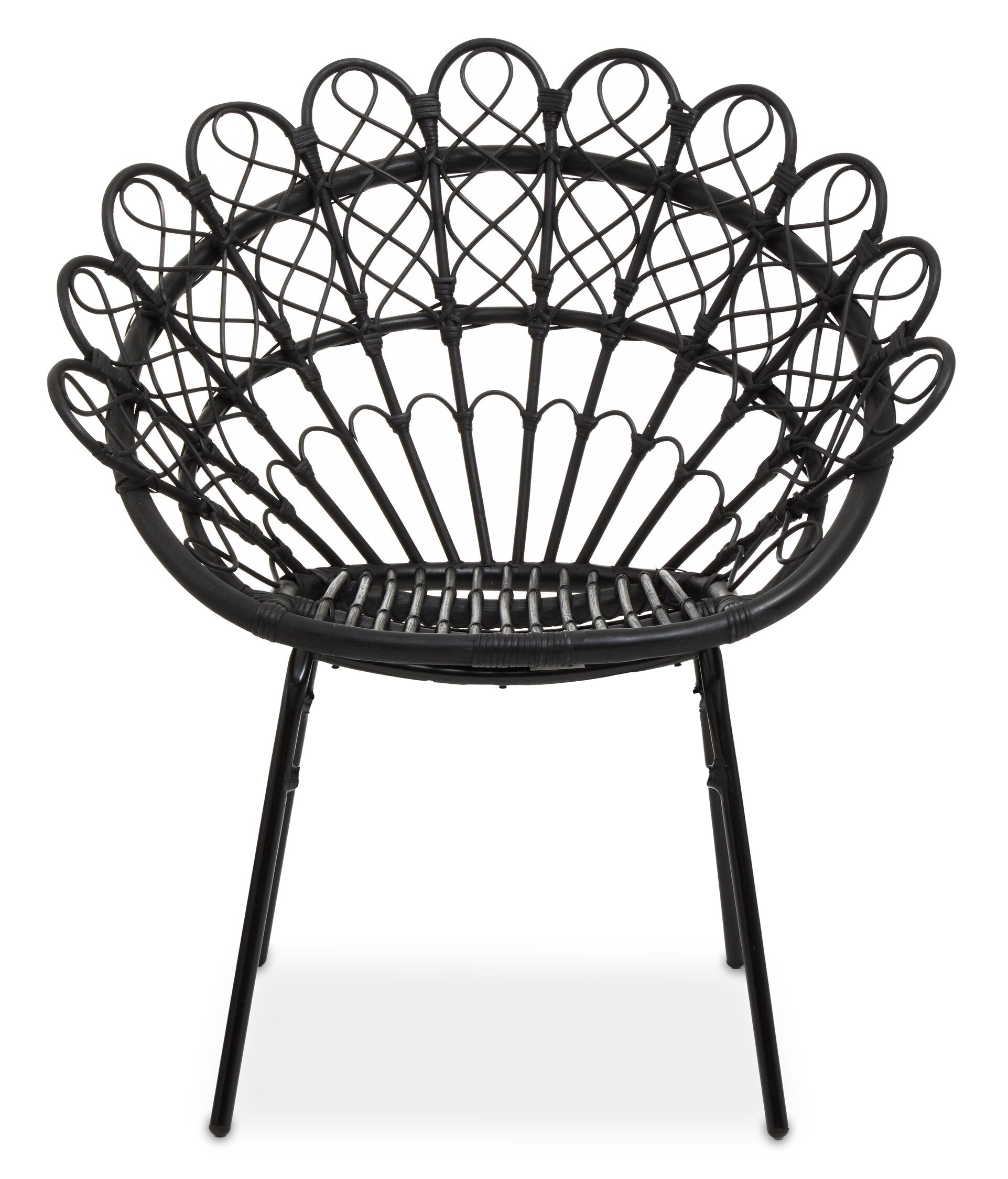 Tropic Black Rattan Peacock Armchair | Bali & Blue