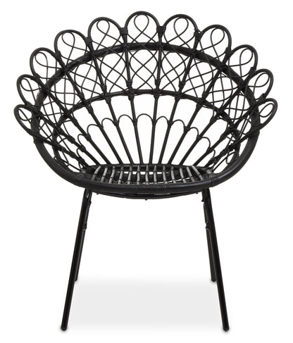 Tropic Black Rattan Peacock Armchair | Bali & Blue