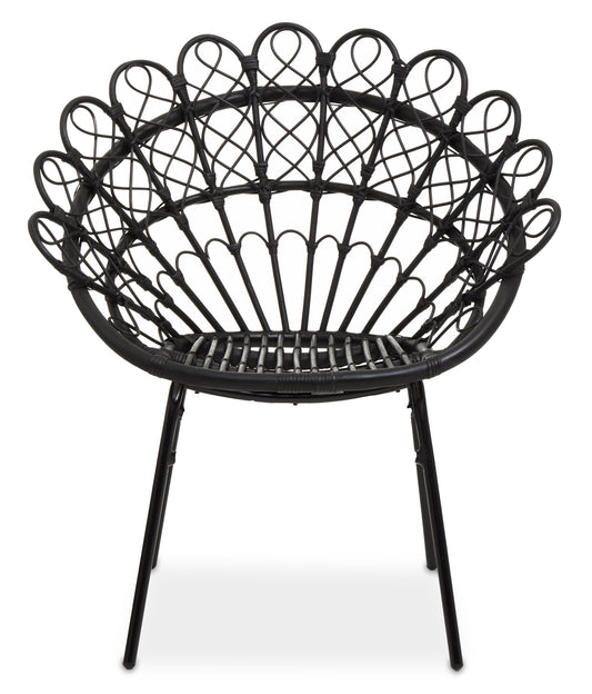 Tropic Black Rattan Peacock Armchair | Bali & Blue