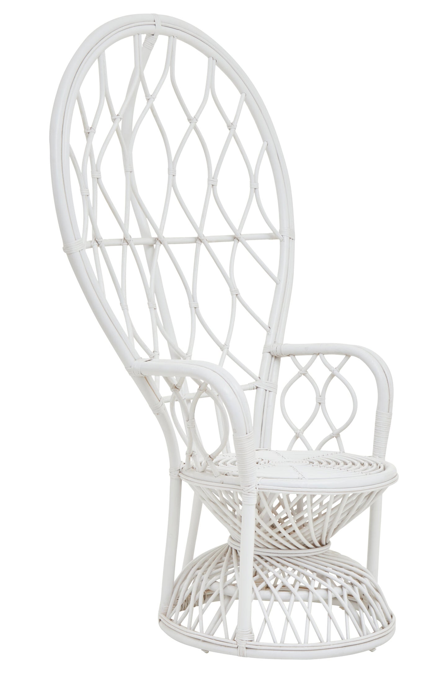 Tropic Grey And White Natural Rattan Curved Chair