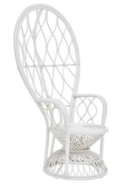 Tropic Grey And White Natural Rattan Curved Chair