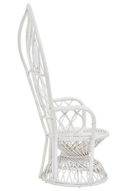 Tropic Grey And White Natural Rattan Curved Chair