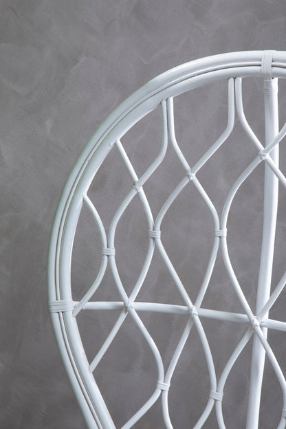 Tropic Grey And White Natural Rattan Curved Chair