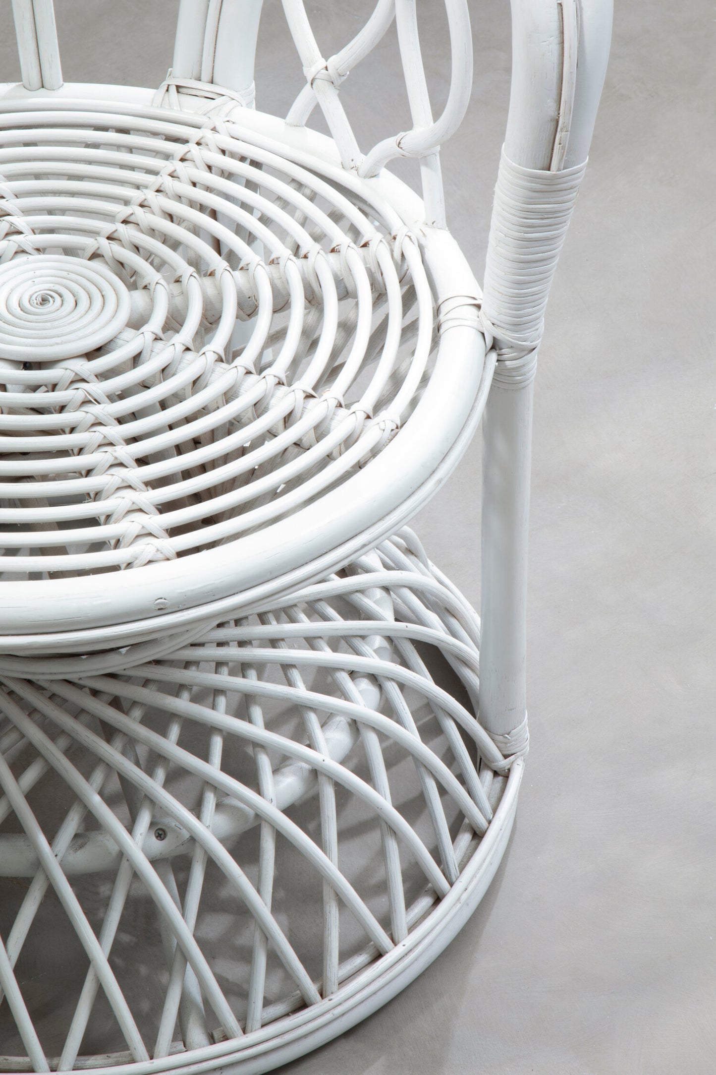 Tropic Grey And White Natural Rattan Curved Chair