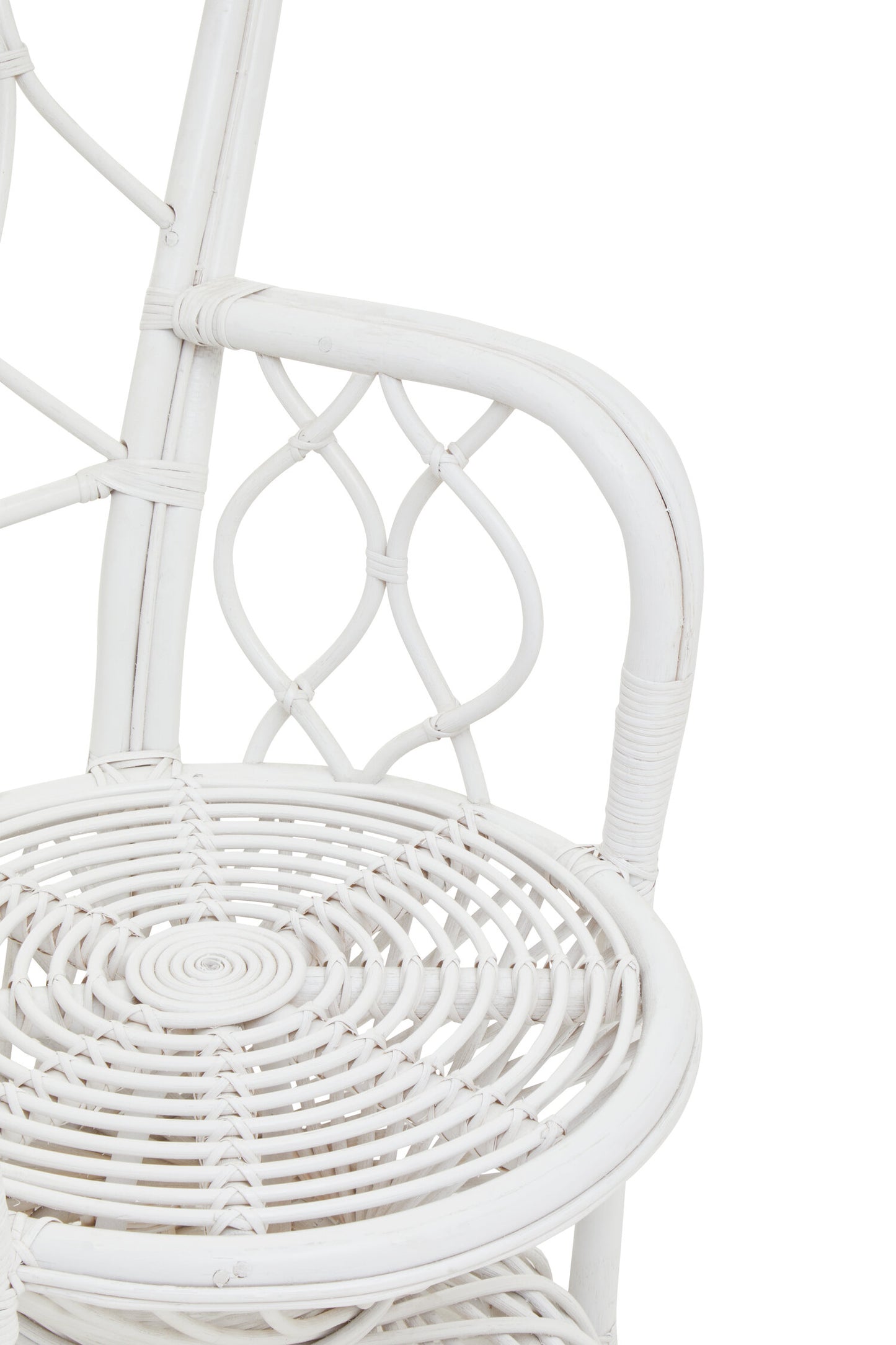 Tropic Grey And White Natural Rattan Curved Chair
