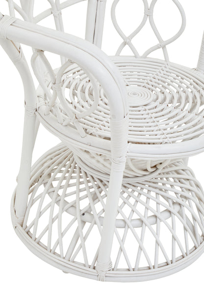 Tropic Grey And White Natural Rattan Curved Chair