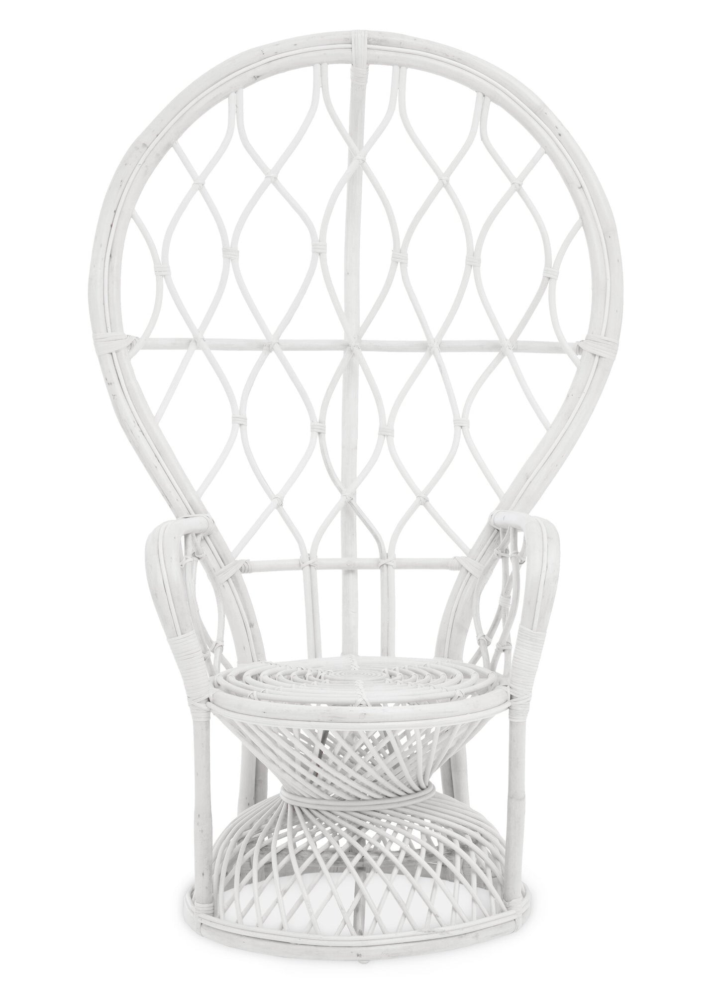 Tropic Grey And White Natural Rattan Curved Chair