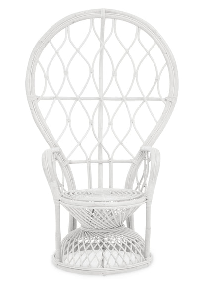 Tropic Grey And White Natural Rattan Curved Chair