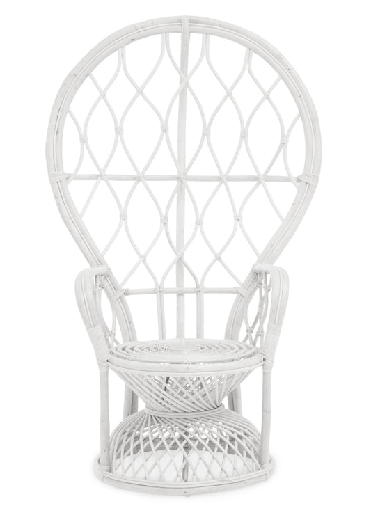 Tropic Grey And White Natural Rattan Curved Chair