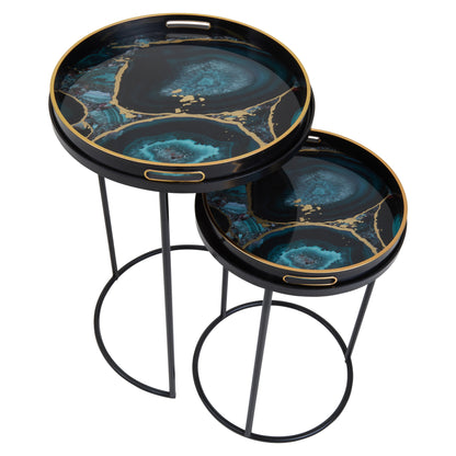Renatta Set Of 2 Nesting Tables with Agate Effect