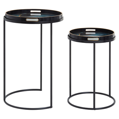 Renatta Set Of 2 Nesting Tables with Agate Effect
