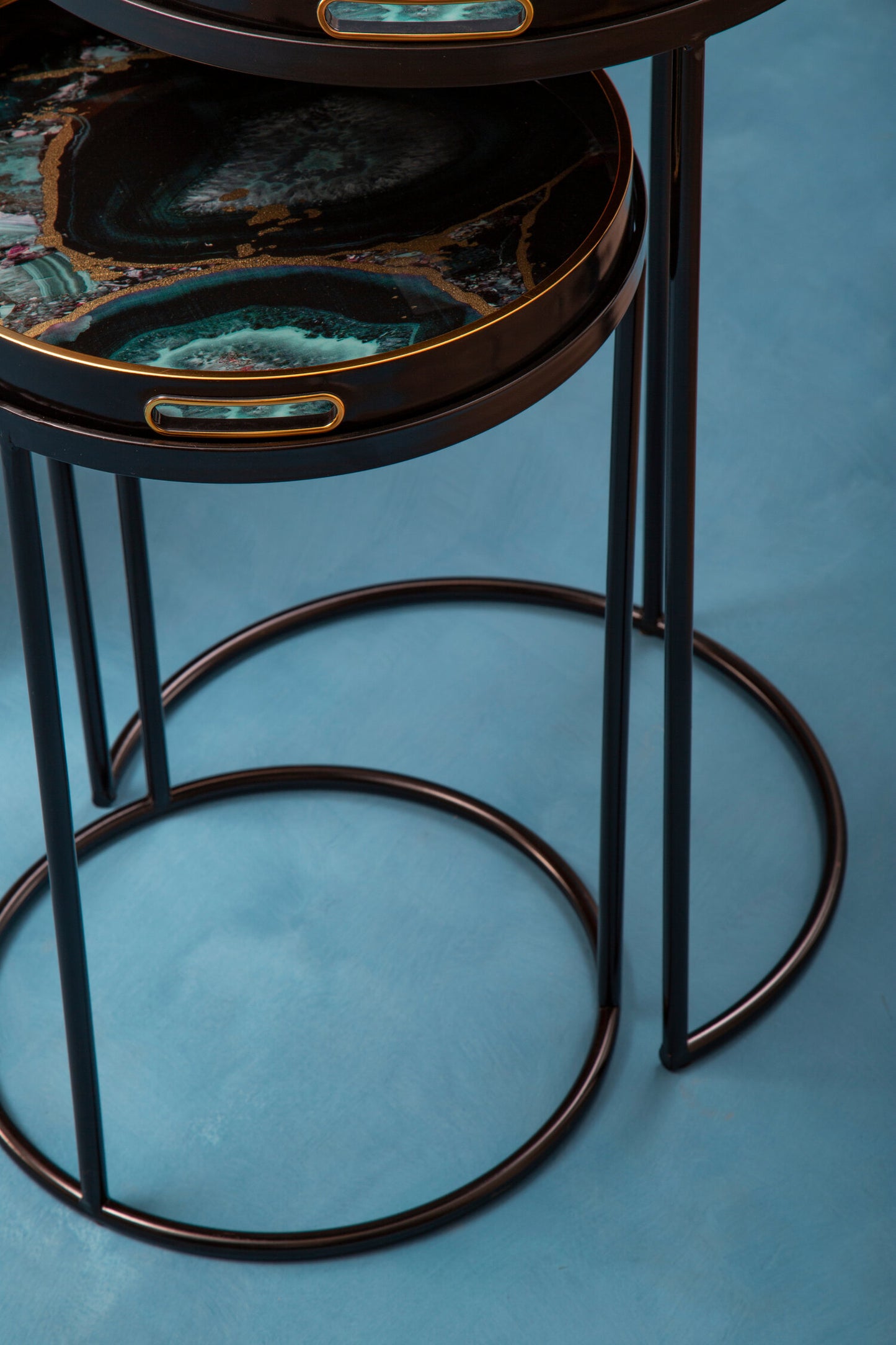 Renatta Set Of 2 Nesting Tables with Agate Effect