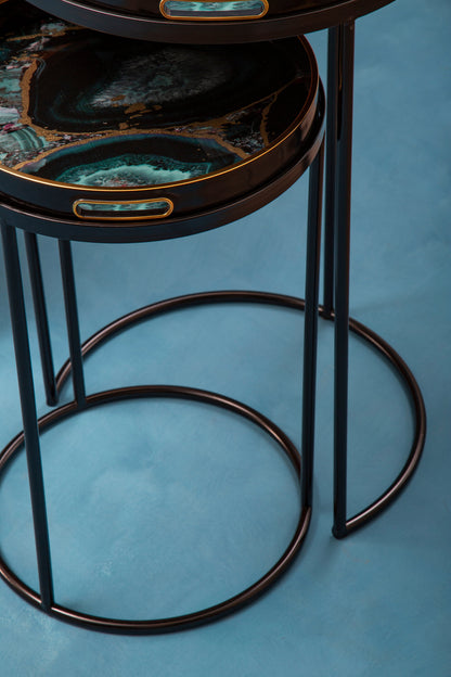 Renatta Set Of 2 Nesting Tables with Agate Effect