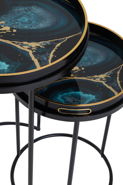 Renatta Set Of 2 Nesting Tables with Agate Effect