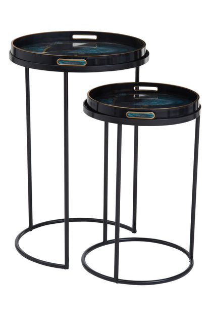 Renatta Set Of 2 Nesting Tables with Agate Effect