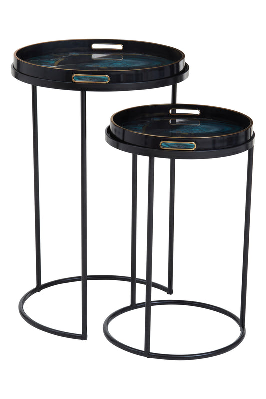 Renatta Set Of 2 Nesting Tables with Agate Effect