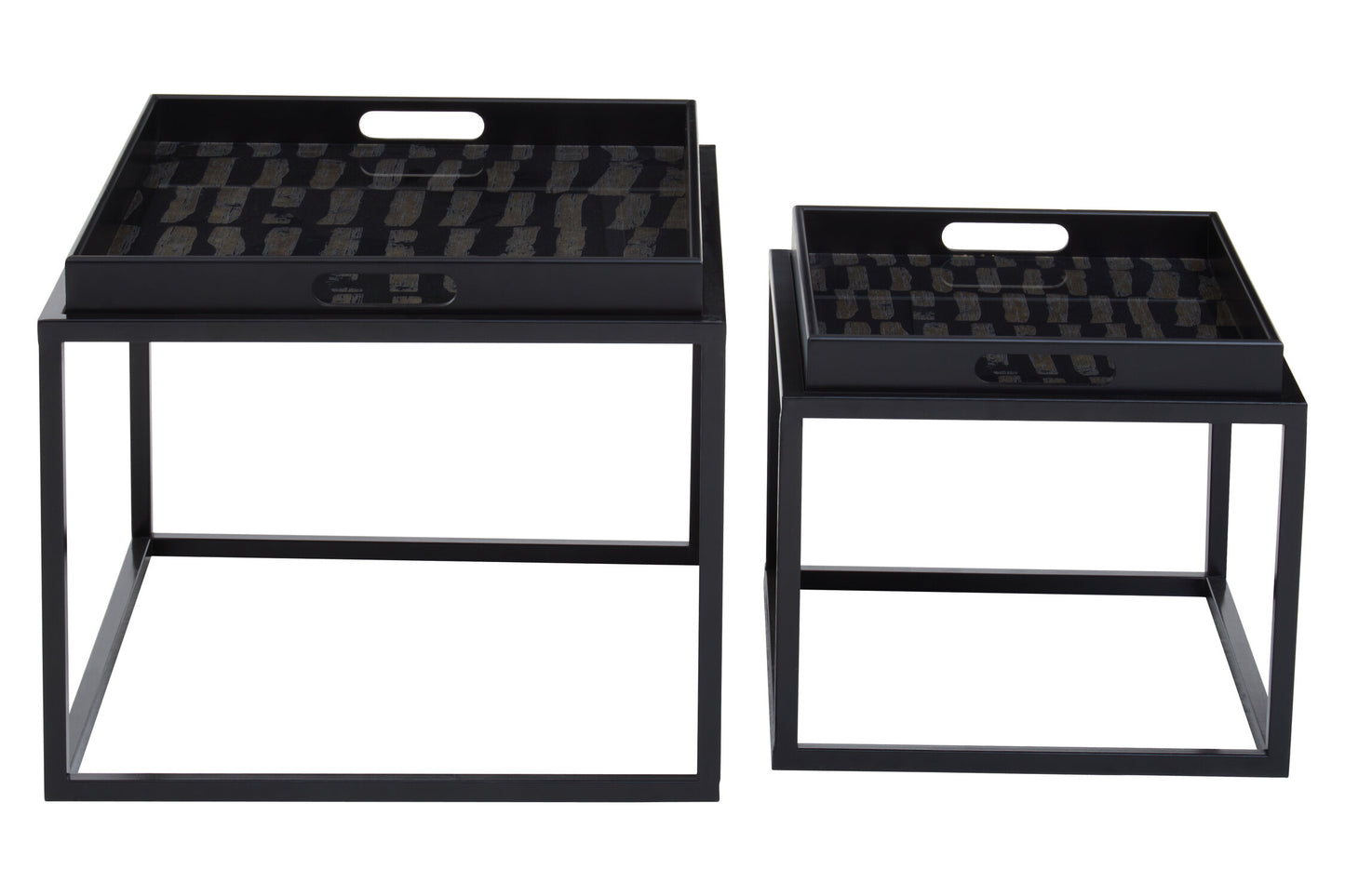 Renatta Black and Gold Set Of 2 Nesting Tray Tables