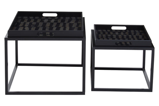 Renatta Black and Gold Set Of 2 Nesting Tray Tables