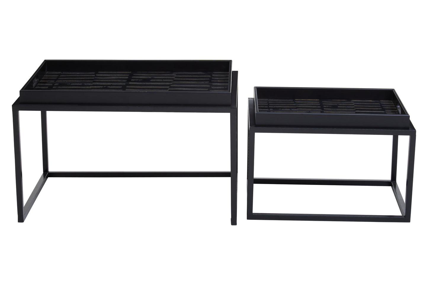 Renatta Black and Gold Set Of 2 Nesting Tray Tables