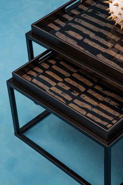 Renatta Black and Gold Set Of 2 Nesting Tray Tables