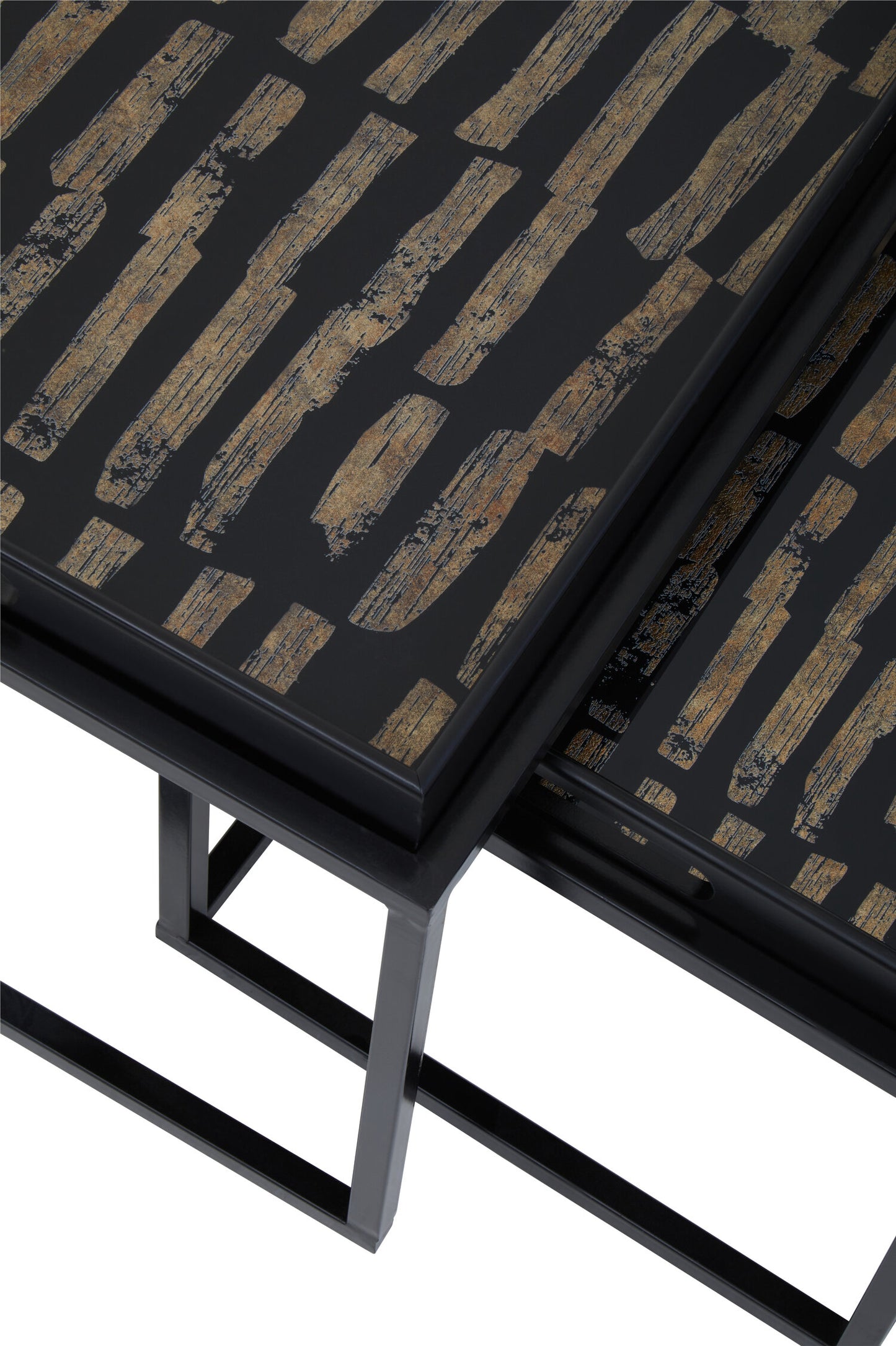 Renatta Black and Gold Set Of 2 Nesting Tray Tables