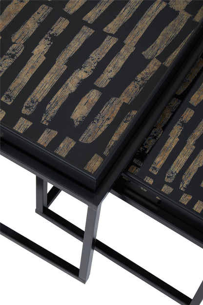 Renatta Black and Gold Set Of 2 Nesting Tray Tables