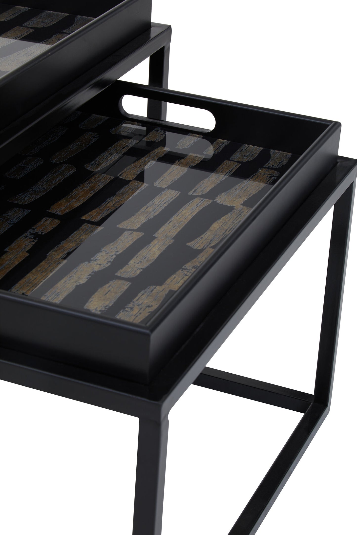 Renatta Black and Gold Set Of 2 Nesting Tray Tables