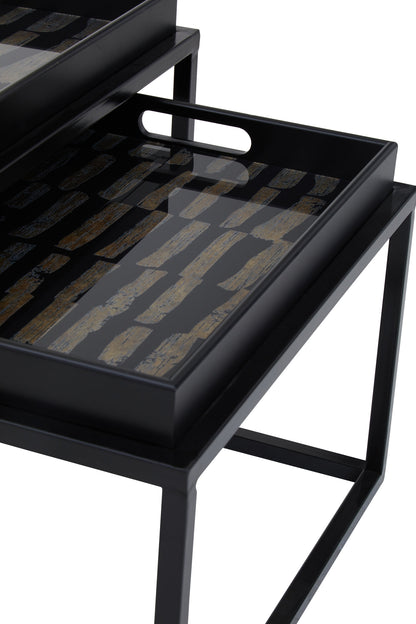 Renatta Black and Gold Set Of 2 Nesting Tray Tables