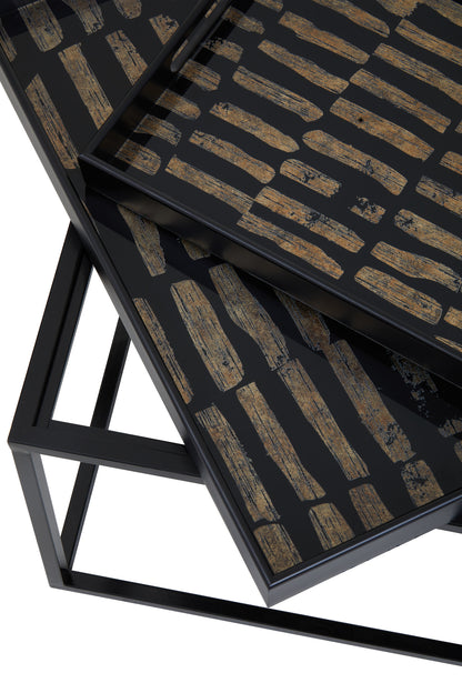 Renatta Black and Gold Set Of 2 Nesting Tray Tables