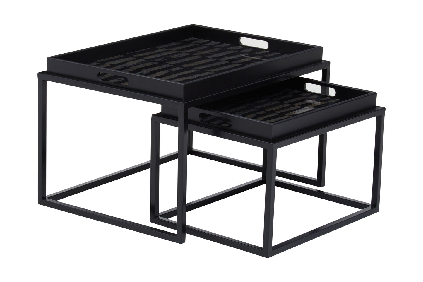 Renatta Black and Gold Set Of 2 Nesting Tray Tables