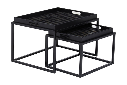 Renatta Black and Gold Set Of 2 Nesting Tray Tables
