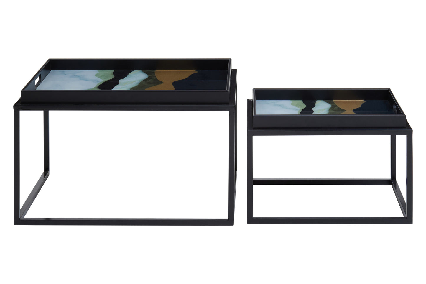 Renatta Set Of 2 Abstract Paint Design Nesting Tray Tables