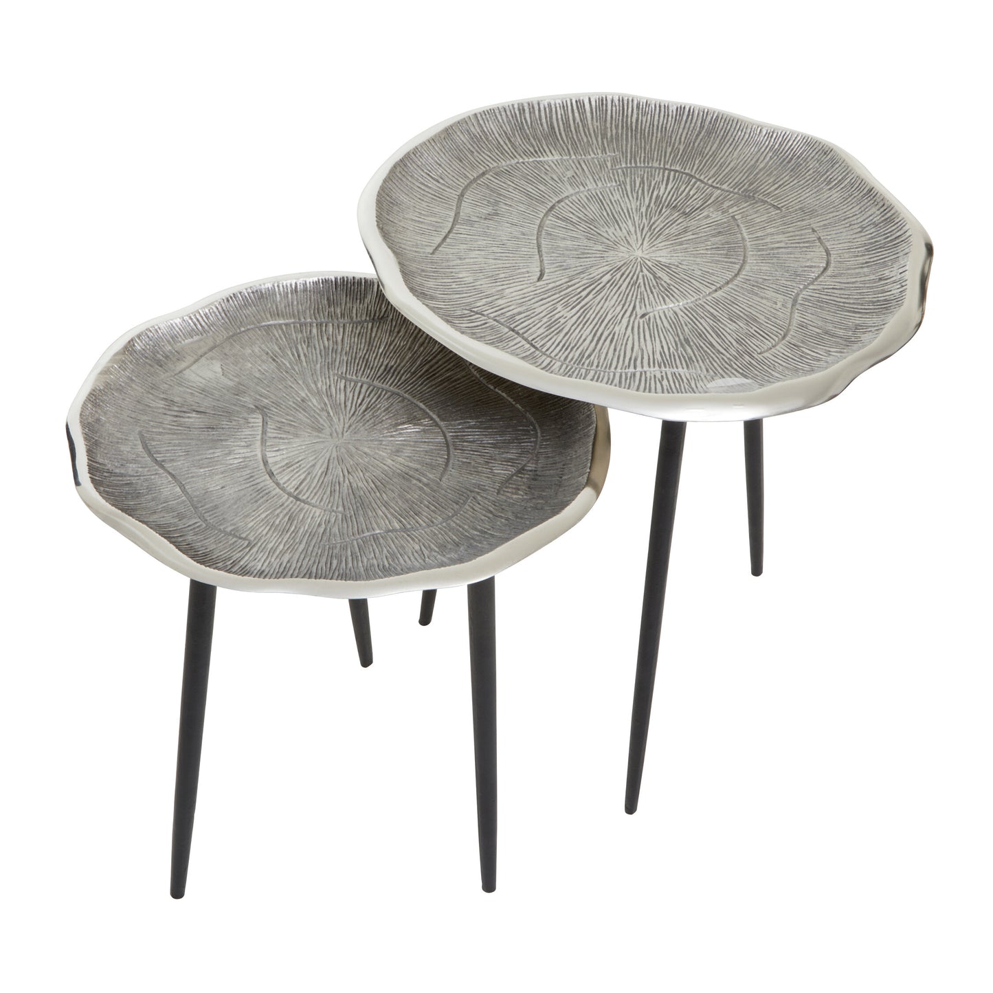 Rena Set Of Two Oak Effect Silver Top Side Tables