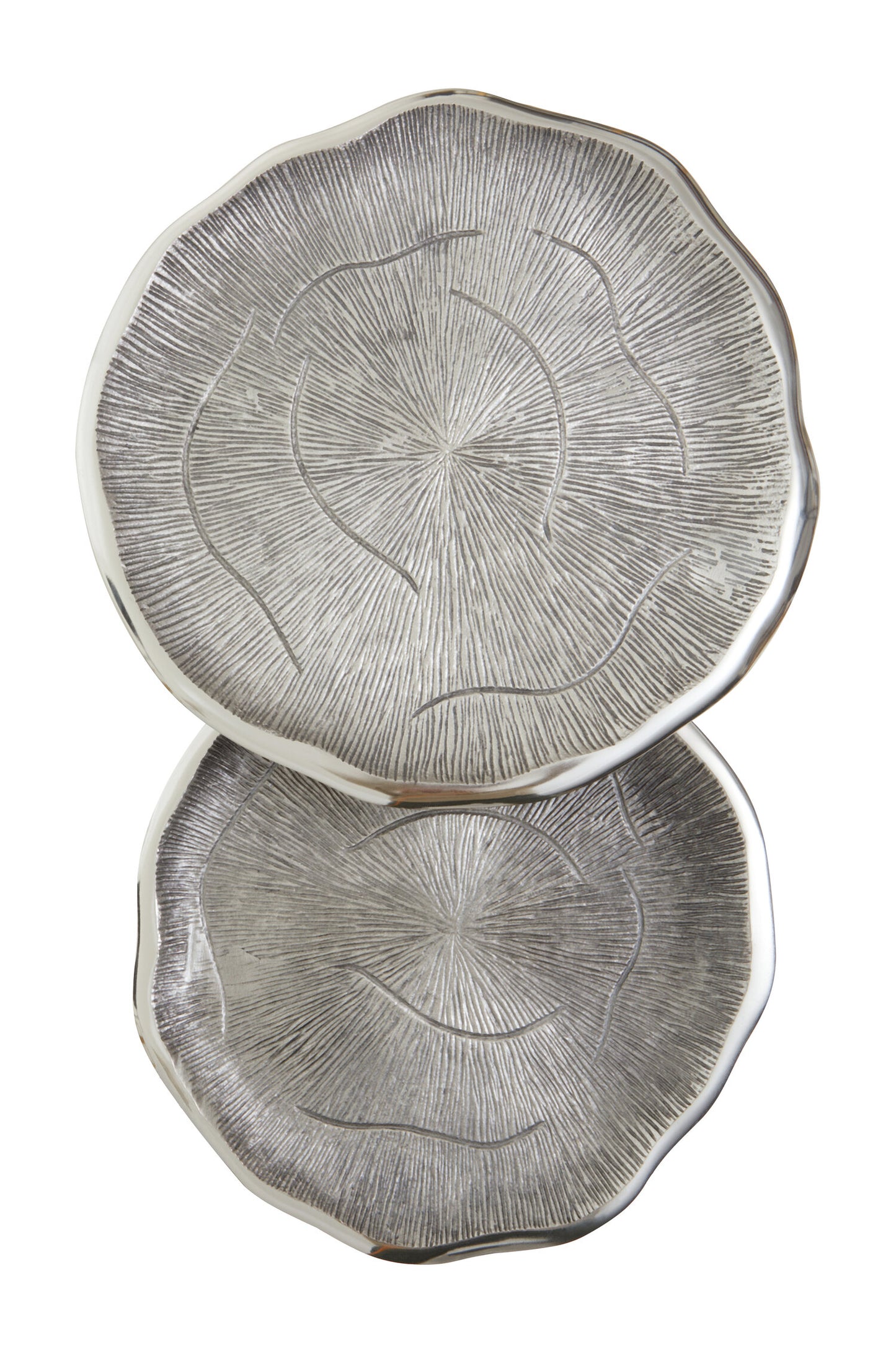 Rena Set Of Two Oak Effect Silver Top Side Tables