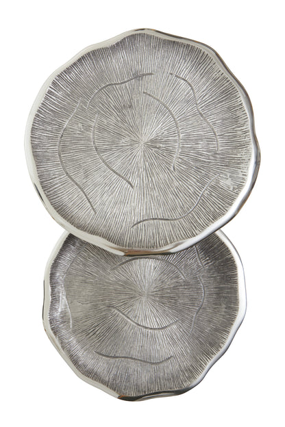 Rena Set Of Two Oak Effect Silver Top Side Tables