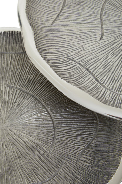 Rena Set Of Two Oak Effect Silver Top Side Tables