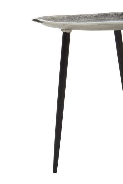 Rena Set Of Two Oak Effect Silver Top Side Tables