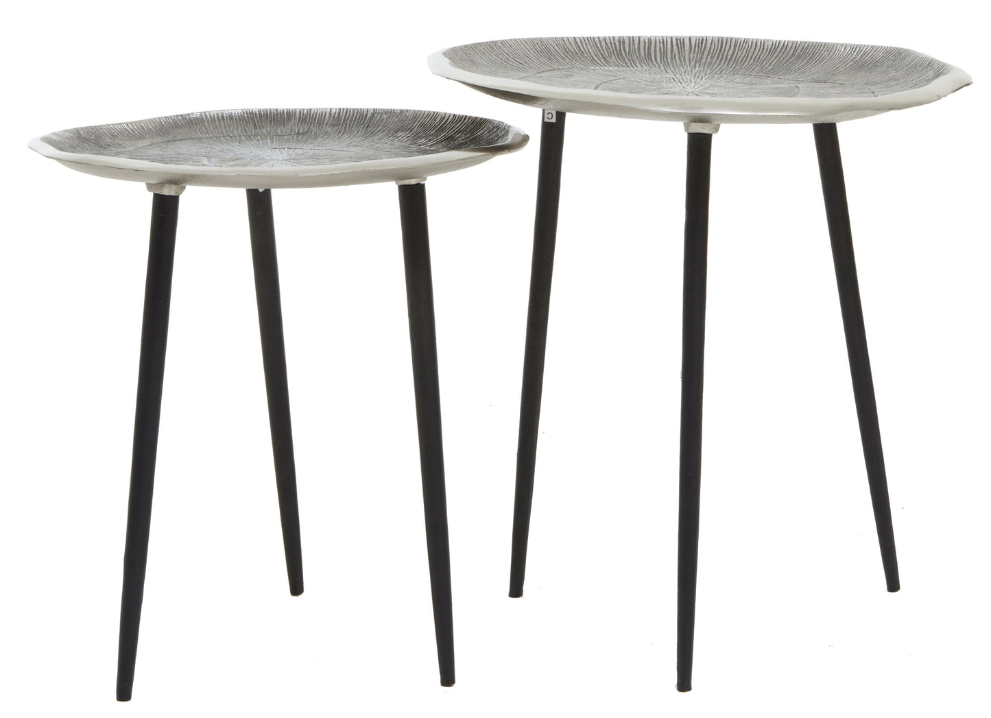Rena Set Of Two Oak Effect Silver Top Side Tables