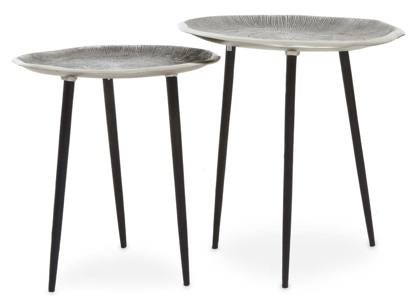 Rena Set Of Two Oak Effect Silver Top Side Tables