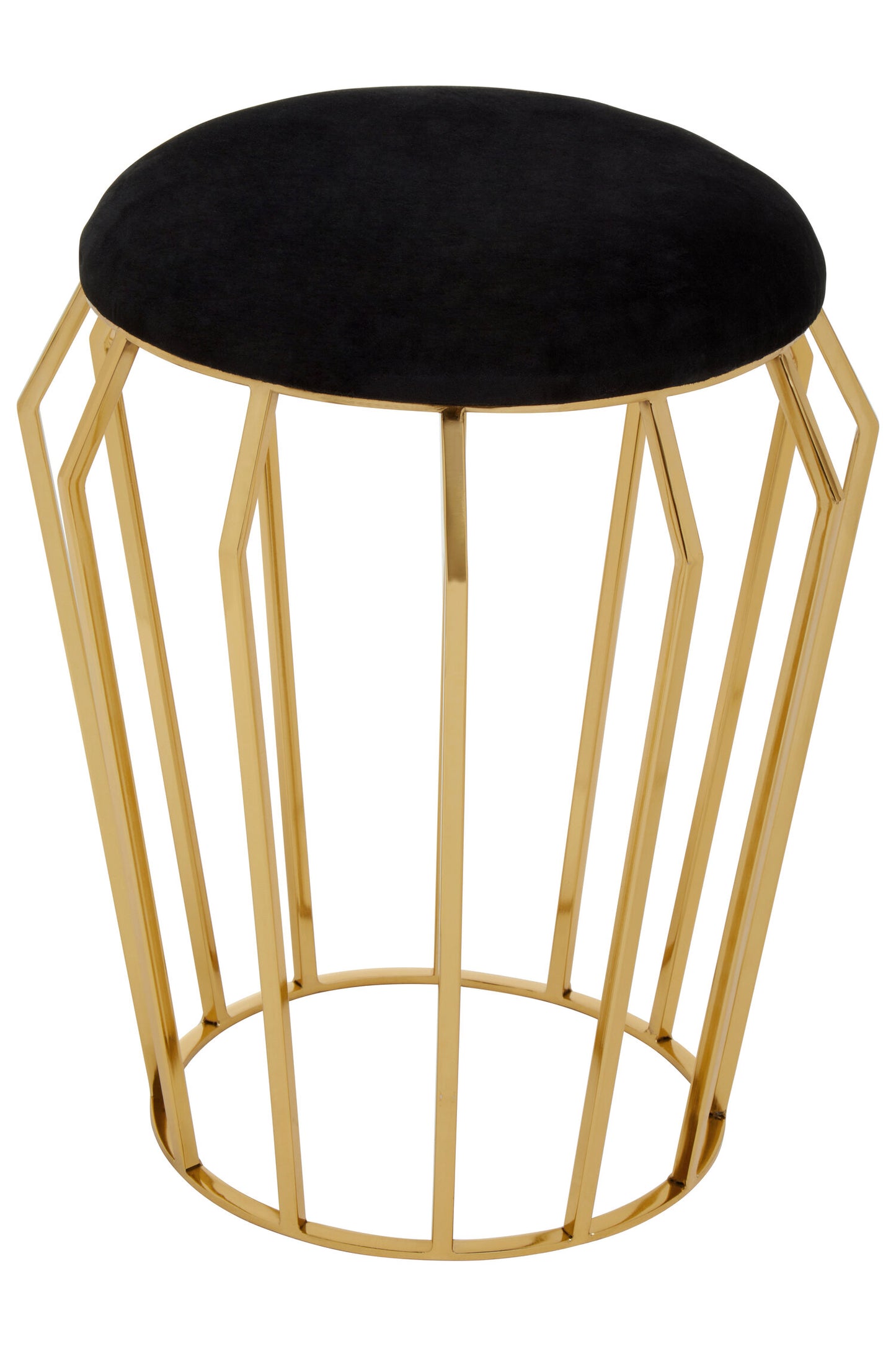 Mara Velvet And Gold Finish Low Stool