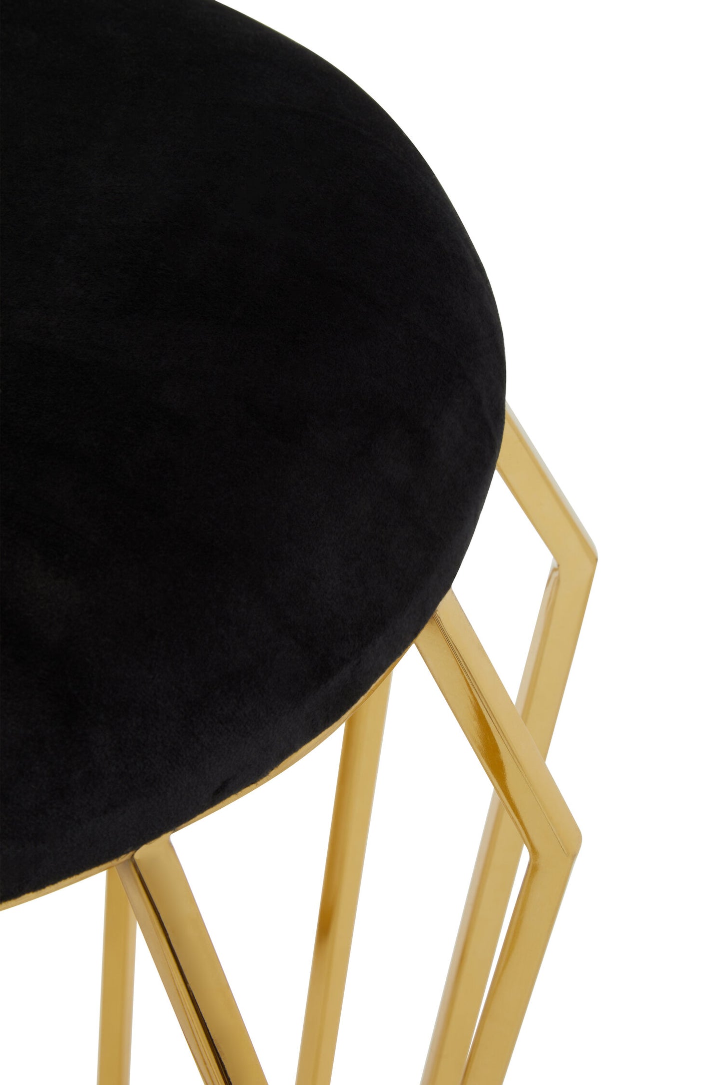 Mara Velvet And Gold Finish Low Stool