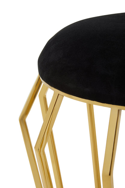 Mara Velvet And Gold Finish Low Stool